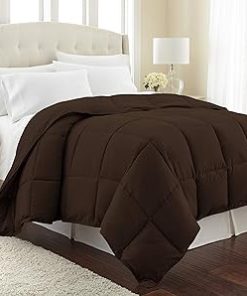 1 Piece Box Stitched Comforter with Corner Tabs 100% Pure Natural Cotton 500 GSM Ultra Soft Fluffy Light Weight Ultimate Design Long Lasting Quilted-Oversized King | Brown Only Comforter