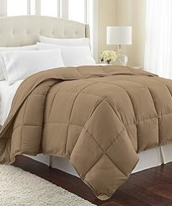 1 Piece Box Stitched Comforter with Corner Tabs 100% Pure Natural Cotton 500 GSM Ultra Soft Fluffy Light Weight Ultimate Design Long Lasting Quilted-Cal-King/King | Taupe Only Comforter