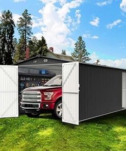 10x20 Shed, Metal Storage Building with 2 Lockable Doors, Large Metal Garage Shed with 4 Air Vents, Sheds & Outdoor Storage Clearance, Prefab Garage Building for Car, Truck, Tool, Lawnmower, Dark Gray