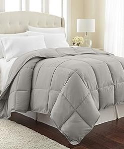 1 Piece Box Stitched Comforter with Corner Tabs 100% Pure Natural Cotton 500 GSM Ultra Soft Fluffy Light Weight Ultimate Design Long Lasting Quilted-Oversized Queen | Silver Only Comforter