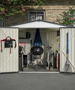 8x6 FT Outdoor Storage Shed, Heavy Duty Garden Shed with Window & Lockable Door for Patio Furniture, Backyard Tools, Bicycles & Lawnmower