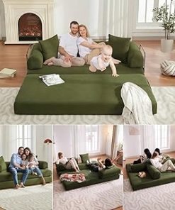 109.8" Modern U-Shaped Sectional Sofa with Waist Pillows, 6-seat Sleeper Couch with Chaise Lounge for Living Room, Apartment, Office, Upholstered Symmetrical Furniture, Blue