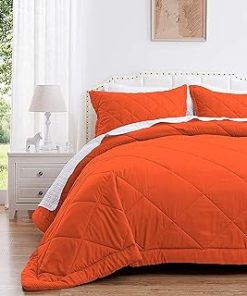 1 Piece Diamond Pattern Comforter Super Soft 400 GSM All Season 800 Thread Count 100% Egyptian Cotton, Twin/Twin XL Size - Orange Color