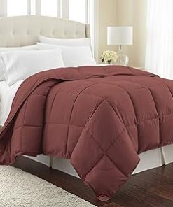 1 Piece Box Stitched Comforter with Corner Tabs 100% Pure Natural Cotton 500 GSM Ultra Soft Fluffy Light Weight Ultimate Design Long Lasting Quilted-Cal-King/King | Burgundy Only Comforter