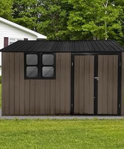 10x8ft Metal Garden Shed with Window-Punched Vents & Robust Durable Aluminium Framing