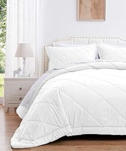 1 Piece Diamond Pattern Comforter Super Soft 400 GSM All Season 800 Thread Count 100% Egyptian Cotton, Full/Queen Size - White Color