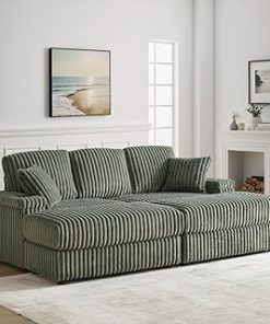 111’’ Oversized Comfy Upholstered 4 Seat Sofa, U Shape Sectional Cloud Sofa Couch for Living Room, Modular Sleeper Sofas with 2 Reversible Chaises Lounge for Spacious Space Bedroom (Brown)