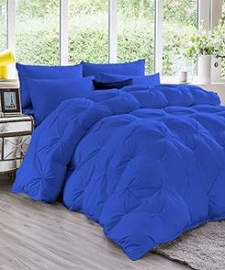 1 Piece Luxury Pinch Pleated Comforter Premium Super Soft 550 GSM All Season Pintuck 1200 Thread Count 100% Egyptian Cotton Super Soft, Twin/Twin XL Size - Royal Blue Color