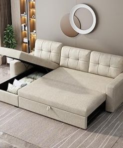 111" Cloud Couch,Modular Sectional Sofa, Convertible U Shaped Sofa Couch,4 Seat Chenille Sleeper Sofa with Chaise Lounge Upholstery Double Cushions Deep Seat Sleeper Couch for Living Room