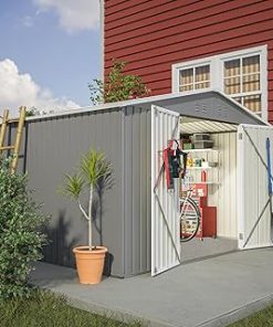 10x8 ft Outdoor Metal Storage Shed, Durable Weatherproof Tool Shed for Garden, Patio, Backyard