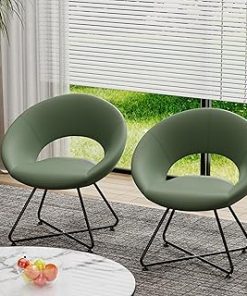 ZHENGHAO Set of 2 Mid Century Retro Armchair, Upholstered Accent Reading Chairs with Wood Frame for Small Space, Comfy Fabric Lounge Chairs for Living Room Bedroom Fireplace, Grey